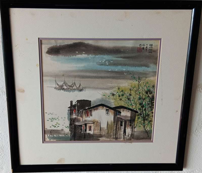 2 x BEAUTIFUL FRAMED UKIGO JAPANESE ORIGINAL WATERCOLOURS