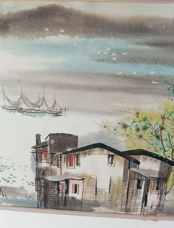 2 x BEAUTIFUL FRAMED UKIGO JAPANESE ORIGINAL WATERCOLOURS
