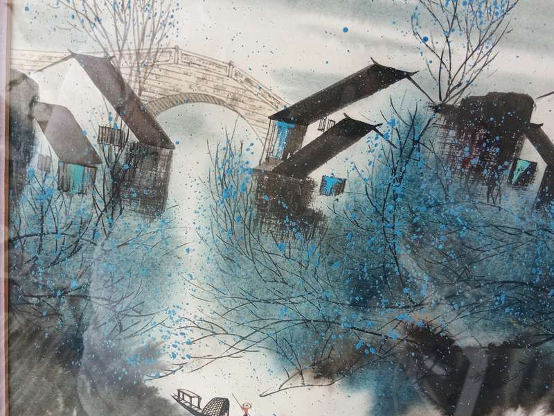 2 x BEAUTIFUL FRAMED UKIGO JAPANESE ORIGINAL WATERCOLOURS