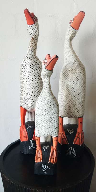 3 X LARGE HAND-CARVED AND PAINTED ITALIAN WOODEN DUCKS! *SELLS FOR $100 EACH OVERSEAS*