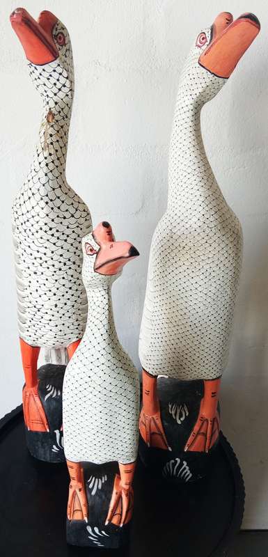 3 X LARGE HAND-CARVED AND PAINTED ITALIAN WOODEN DUCKS! *SELLS FOR $100 EACH OVERSEAS*