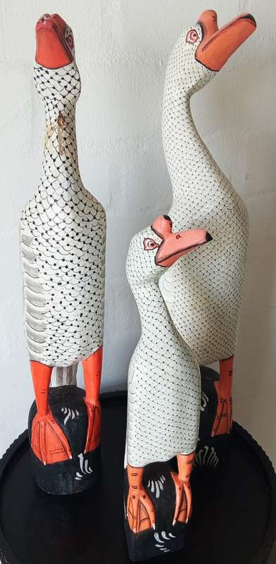 3 X LARGE HAND-CARVED AND PAINTED ITALIAN WOODEN DUCKS! *SELLS FOR $100 EACH OVERSEAS*