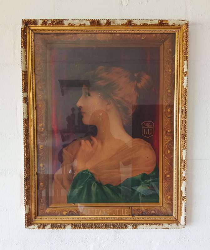 VINTAGE DISTRESSED GILT FRAMED FRENCH PRINT