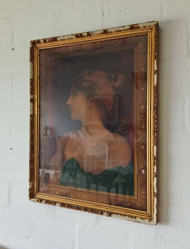 VINTAGE DISTRESSED GILT FRAMED FRENCH PRINT