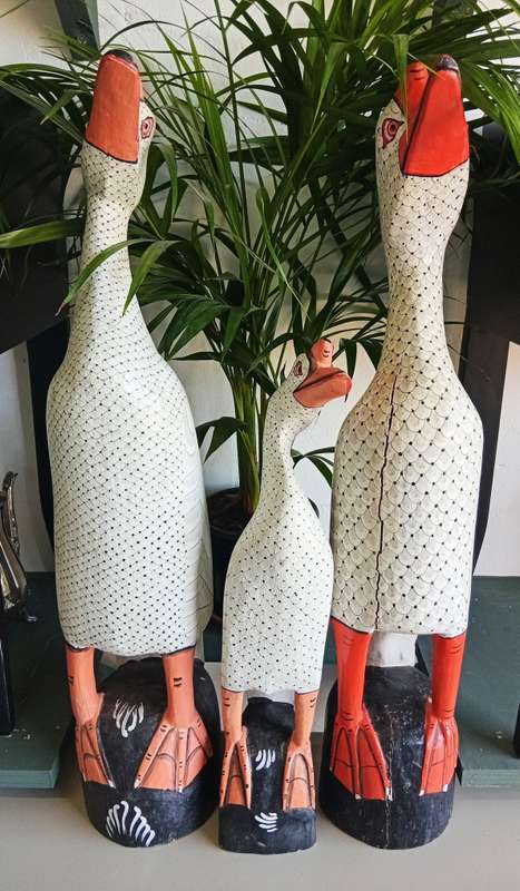 3 X LARGE HAND-CARVED AND PAINTED ITALIAN WOODEN DUCKS! *SELLS FOR $100 EACH OVERSEAS*