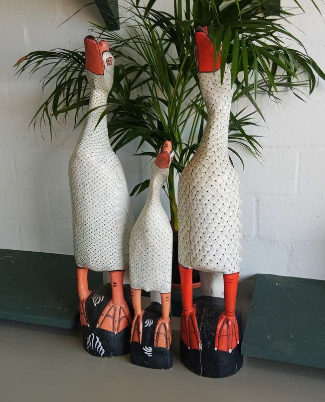 3 X LARGE HAND-CARVED AND PAINTED ITALIAN WOODEN DUCKS! *SELLS FOR $100 EACH OVERSEAS*