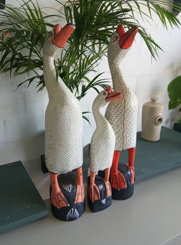 3 X LARGE HAND-CARVED AND PAINTED ITALIAN WOODEN DUCKS! *SELLS FOR $100 EACH OVERSEAS*