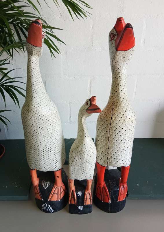 3 X LARGE HAND-CARVED AND PAINTED ITALIAN WOODEN DUCKS! *SELLS FOR $100 EACH OVERSEAS*