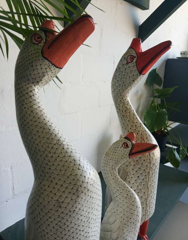 3 X LARGE HAND-CARVED AND PAINTED ITALIAN WOODEN DUCKS! *SELLS FOR $100 EACH OVERSEAS*