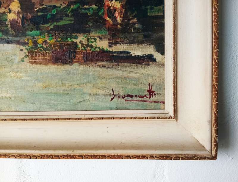STUNNING SIGNED FRAMED ORIGINAL OIL PAINTING OF A STREET MARKET SCENE