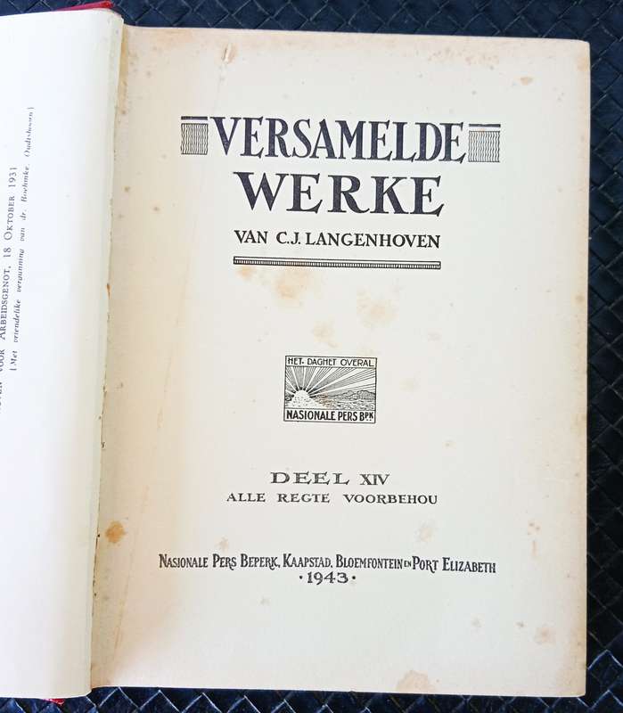 COLLECTION OF VINTAGE ''VERSAMELDE WERKE'' BOOKS BY CJ LANGENHOVEN FROM 1940