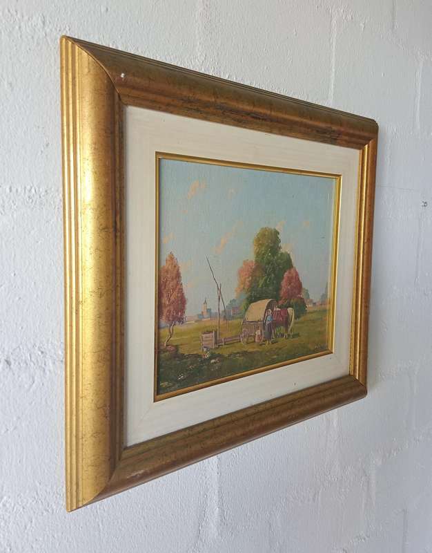 BEAUTIFUL SIGNED, FRAMED OIL PAINTING OF A FARM SCENE