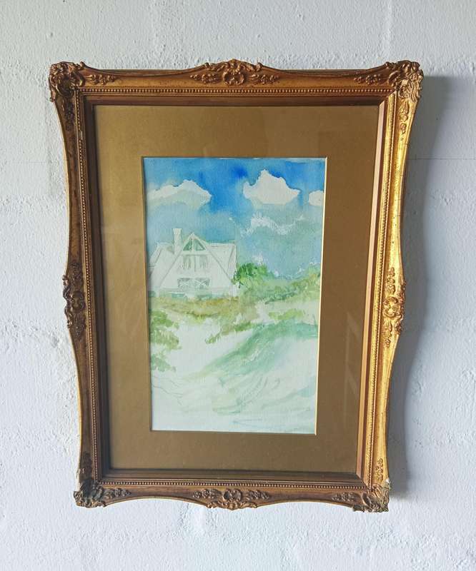 BEAUTIFUL FRAMED PAINTING OF A COUNTRY SCENE