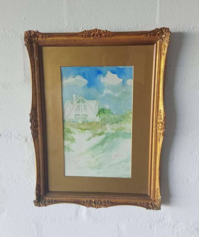 BEAUTIFUL FRAMED PAINTING OF A COUNTRY SCENE