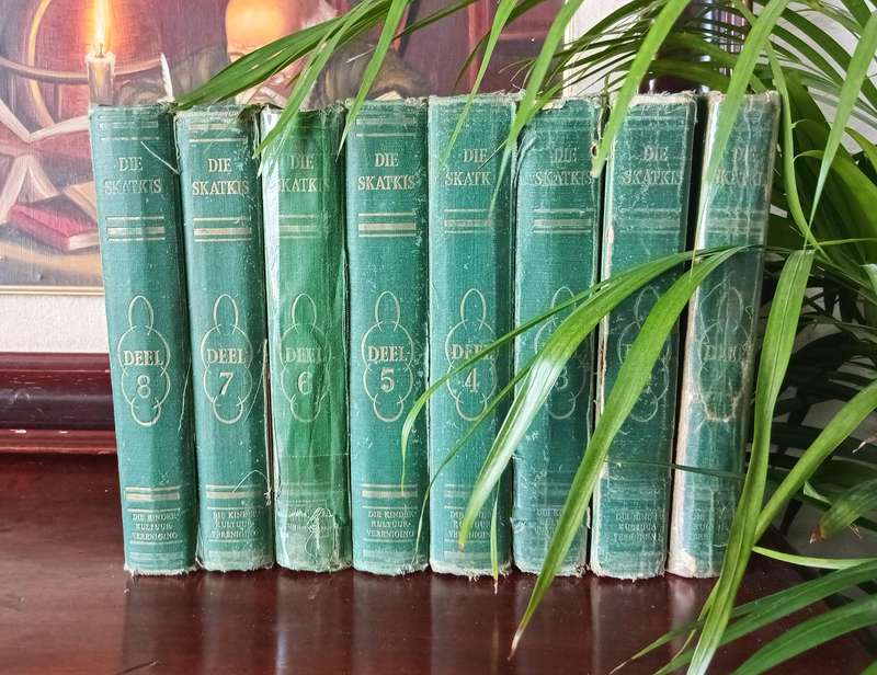 VINTAGE COLLECTION OF AFRIKAANS BOOKS ''DIE SKATKIS'' DEEL 1-8