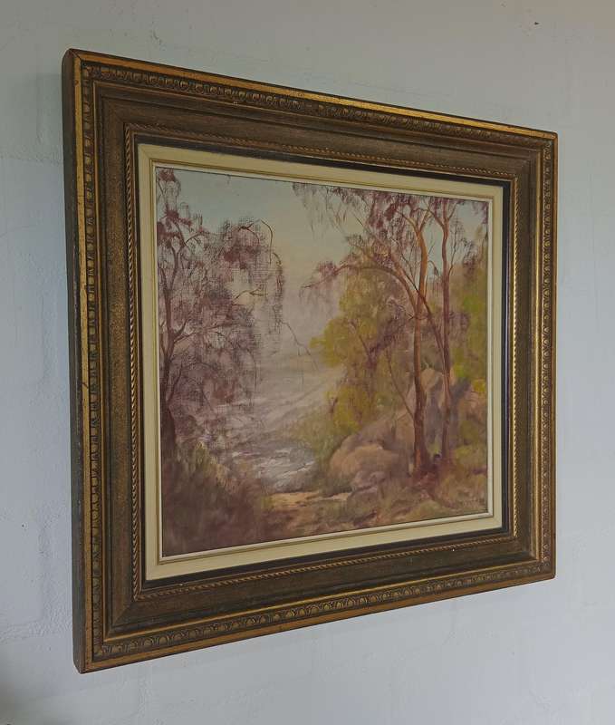 CHARLOTTE OESTERLEIN  SIGNED OIL ON BOARD LANDSCAPE