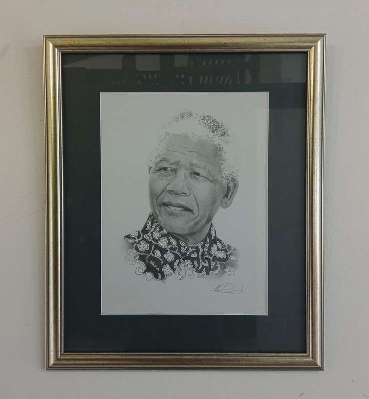 BEAUTIFUL SIGNED NELSON MANDELA SKETCH*HIGHLY COLLECTABLE*