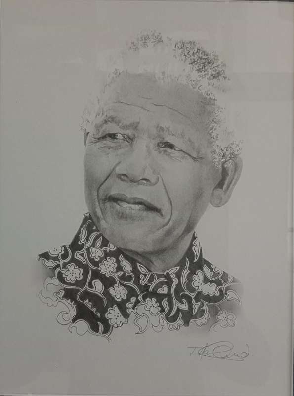 BEAUTIFUL SIGNED NELSON MANDELA SKETCH*HIGHLY COLLECTABLE*