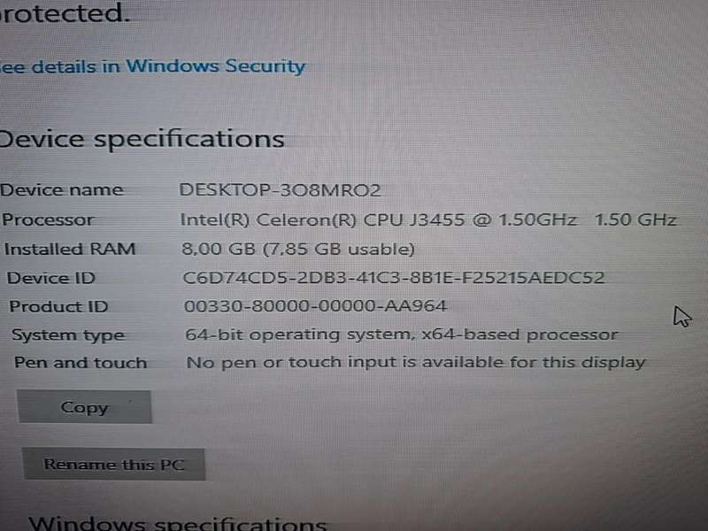 Intel NUC Mini-PC Celeron CPU J3455 @ 1.50Ghz
