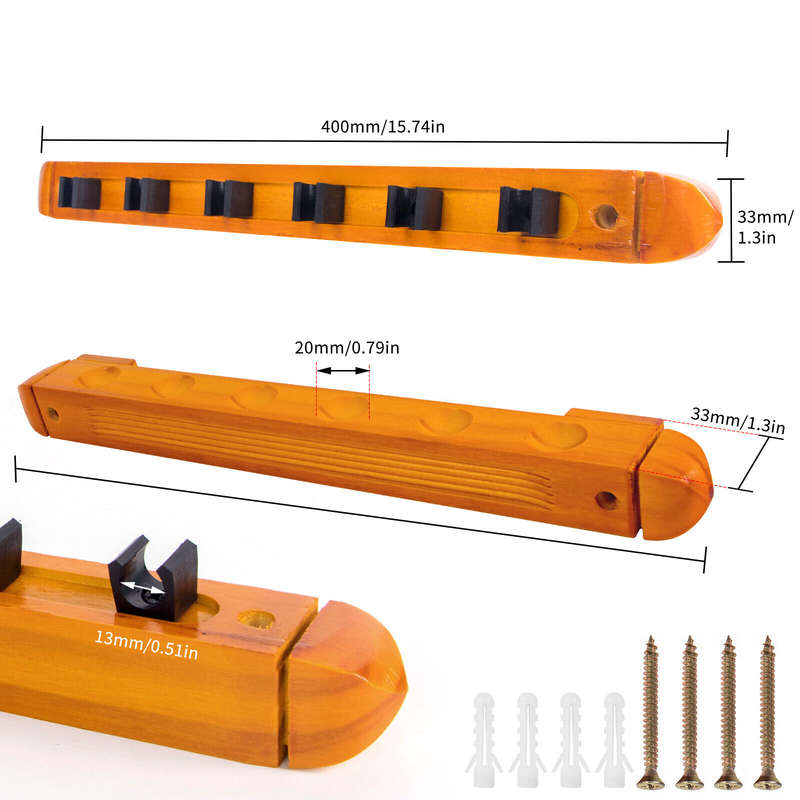 Pool Cue Rack Wooden Fits 6 Cues (Wall Mounted)