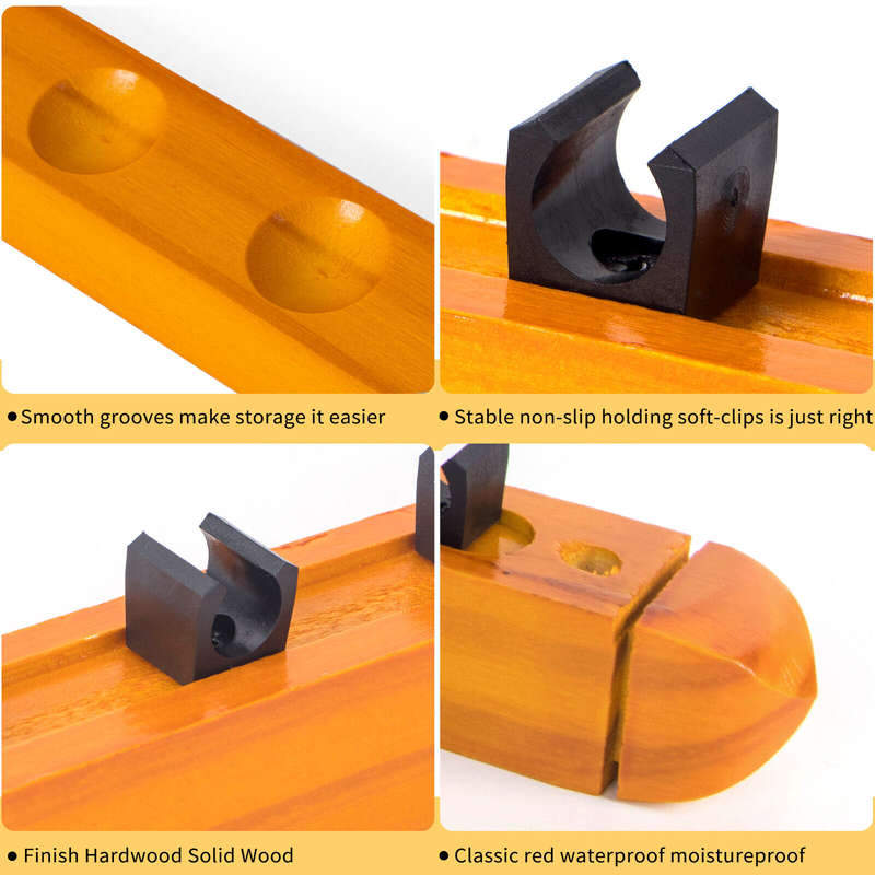 Pool Cue Rack Wooden Fits 6 Cues (Wall Mounted)