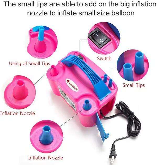 Portable High-Power Balloon Pump  Dual Nozzles for Fast Inflation  Perfect for Parties, Weddings .