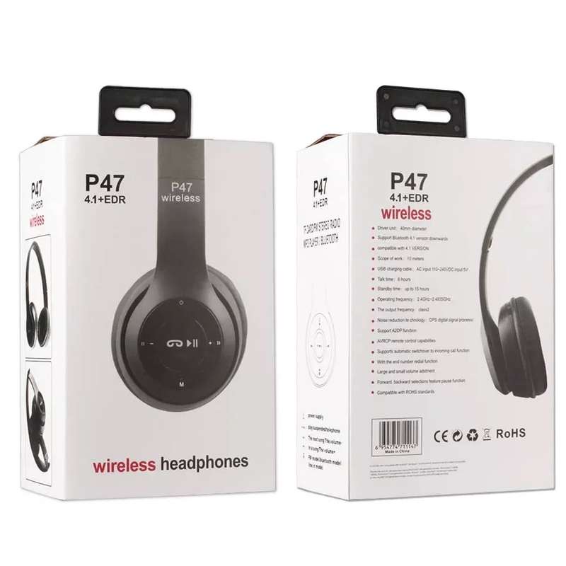 Wireless Bluetooth Headphones P47 [Stereo Sound, USB Charging, Assorted Colours]