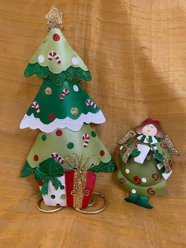 CHRISTMAS DECORATIONS, TREE AND ANGEL