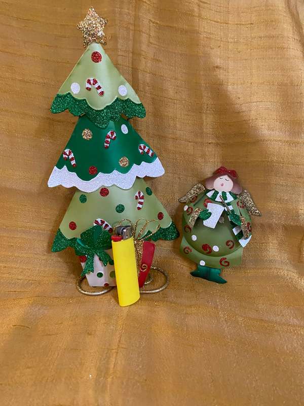 CHRISTMAS DECORATIONS, TREE AND ANGEL