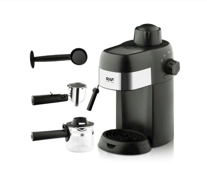 RAF 800W Italian 3.5-bar Coffee Maker with Milk Steamer