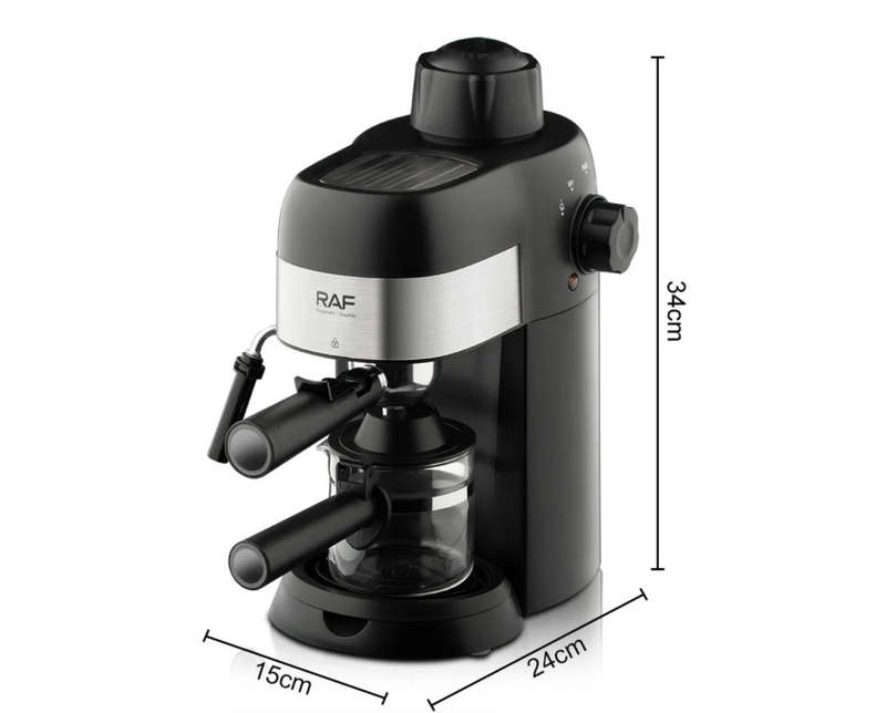 RAF 800W Italian 3.5-bar Coffee Maker with Milk Steamer