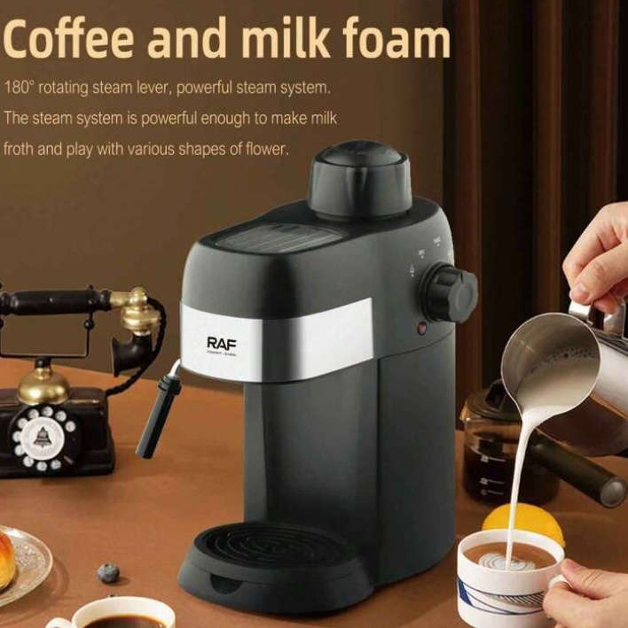 RAF 800W Italian 3.5-bar Coffee Maker with Milk Steamer