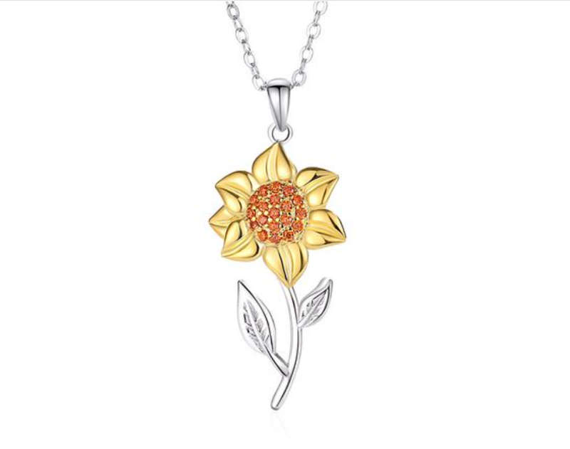 925 Sterling Silver Sunflower Pendant Necklaces