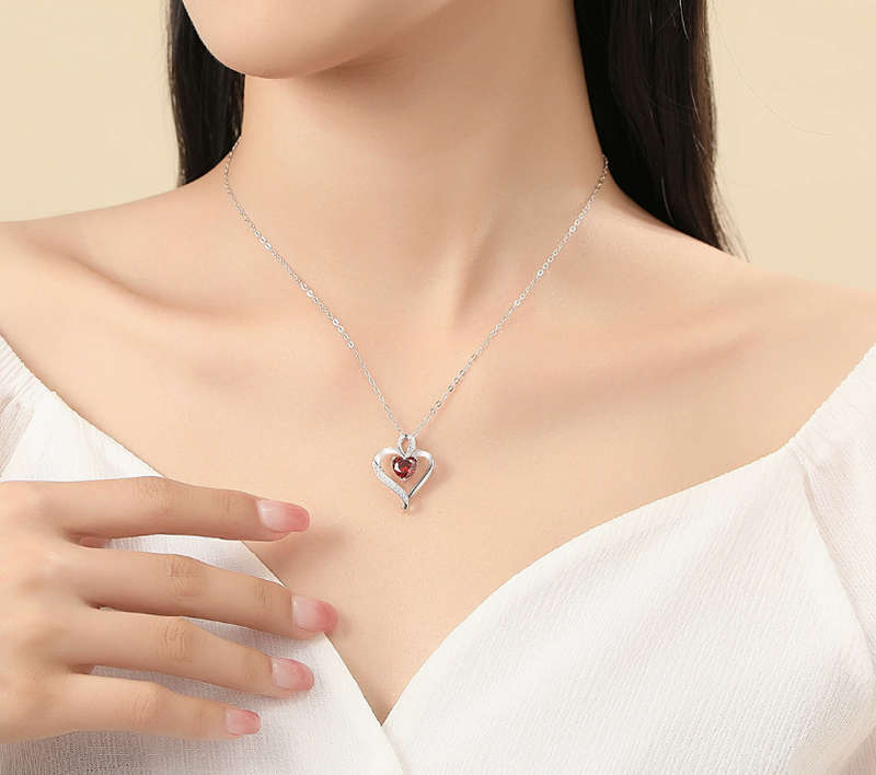 925 Sterling Silver Heart Necklace Pendant Necklaces - silver