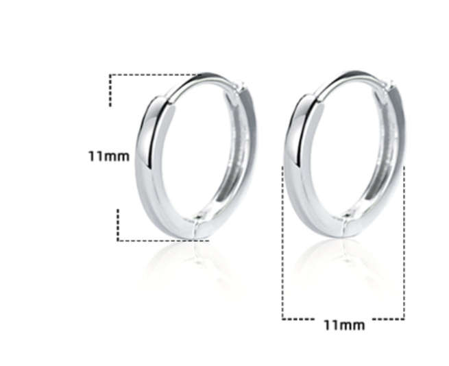 925 Sterling Silver Hoop Earrings - 11 mm