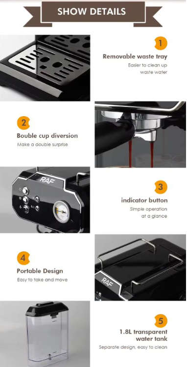 OUT OF STOCK-RAF Twin Brew Pro - 20Bar Espresso & Cappuccino Coffee Maker R.104B- OUT OF STOCK