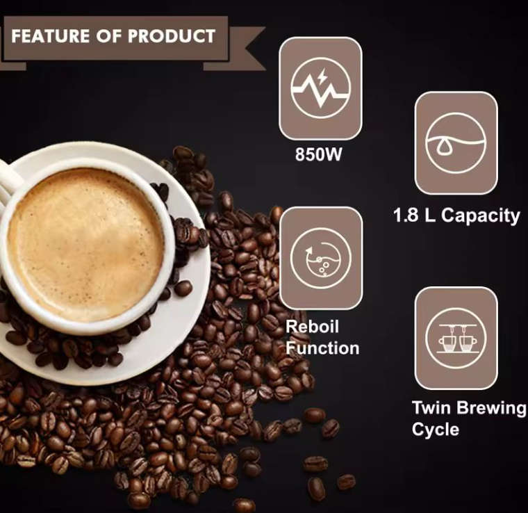 OUT OF STOCK-RAF Twin Brew Pro - 20Bar Espresso & Cappuccino Coffee Maker R.104B- OUT OF STOCK
