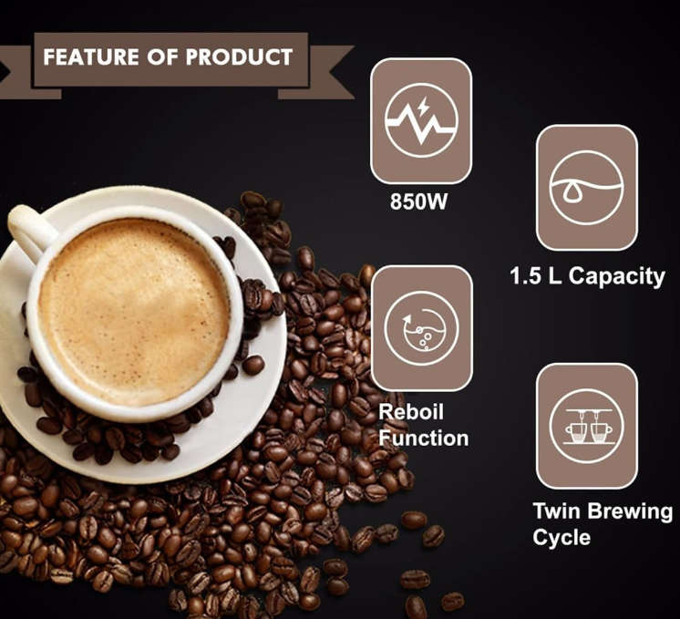 OUT OF STOCK-RAF Twin Brew Pro - 20Bar Espresso & Cappuccino Coffee Maker R.104W- OUT OF STOCK