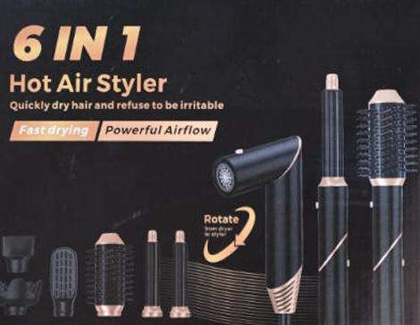 6 in 1 Hair Styler: Blow Dryer with Diffuser, Curling Iron, Volumizer, Straightening Brush