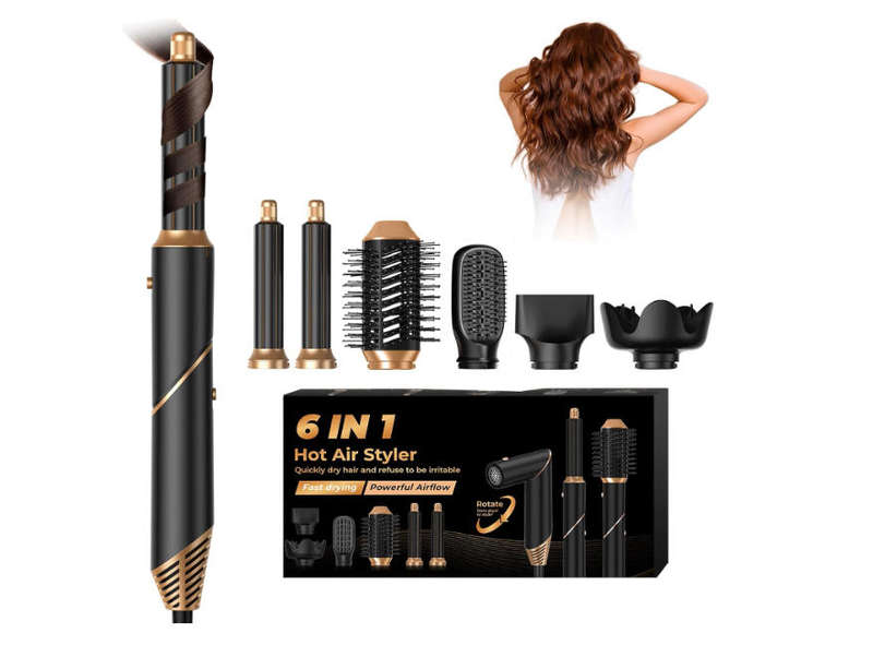 6 in 1 Hair Styler: Blow Dryer with Diffuser, Curling Iron, Volumizer, Straightening Brush