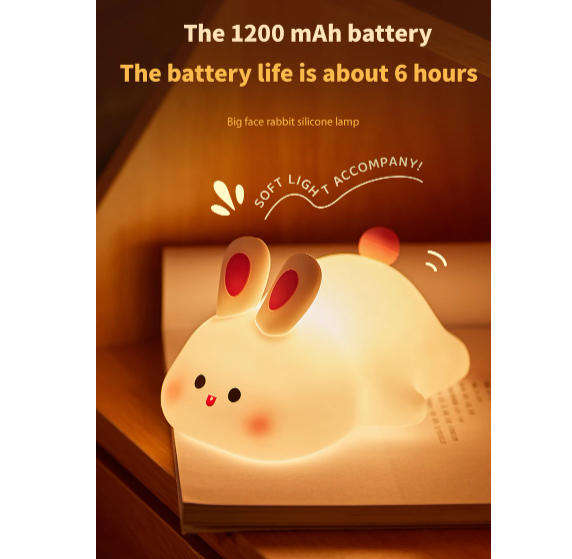 Rabbit Night Light Touch Sensor USB Rechargeable Silicone Bunny Lamp