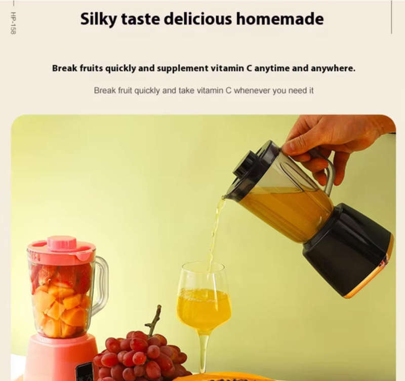 Juice cup with high-speed fresh and cold pressing USB fast chargin - Black, Transparent