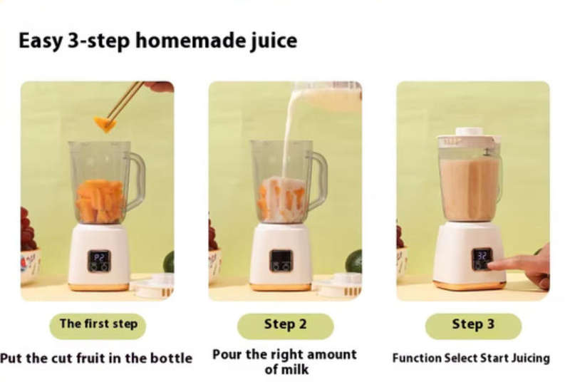 Juice cup with high-speed fresh and cold pressing USB fast chargin - White, Transparent