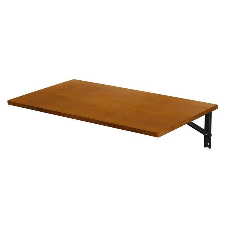 Wall-Mounted Foldable Wooden Desk  Space-Saving Multipurpose Table - Mahogany