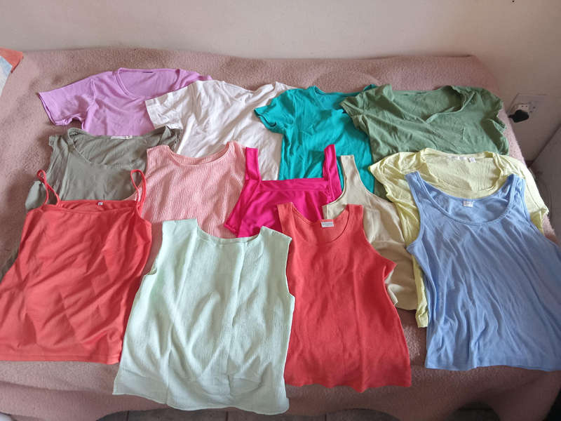 13 ladies assorted colors, size small t shirt tops
