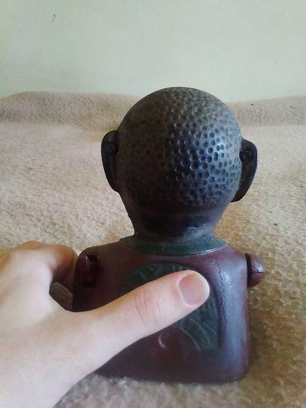 Rare antique American cast iron money bank with lever arm control for coin insertion