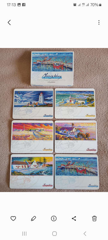 A beautiful set of 6 West Coast placemats by well known SA artist Patrick Cordingley