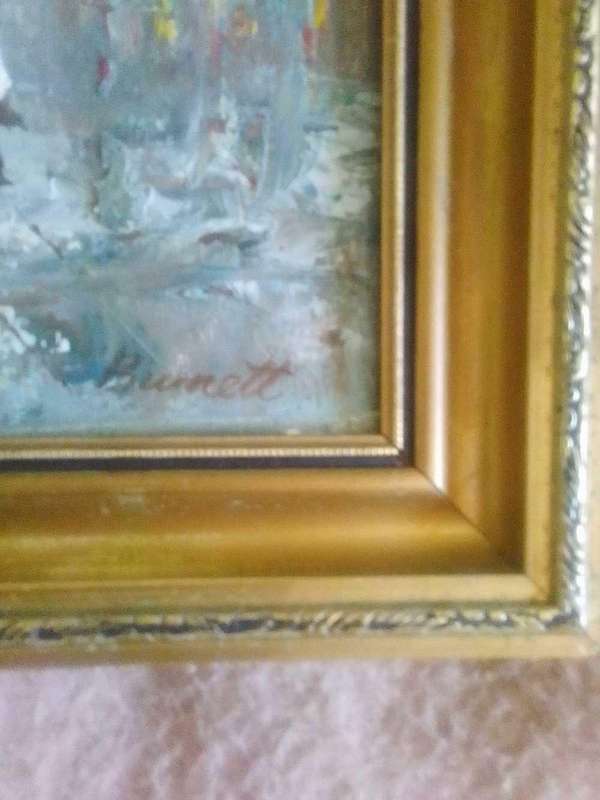 Oil antique painting, vintage collectors item, Italian scene Reframed oil on canvas