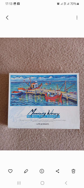 A beautiful set of 6 West Coast placemats by well known SA artist Patrick Cordingley