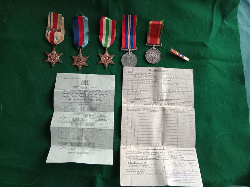 Set of 5 union defense force WW2 medals